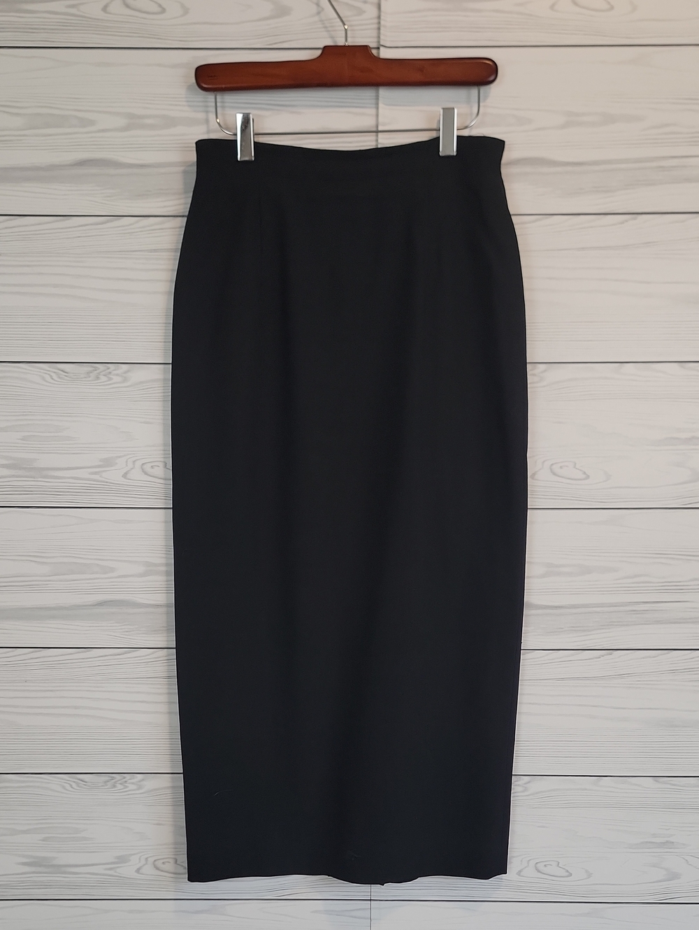 Jones New York Wool Midi Pencil Skirt - Classic Black Womens Size 8